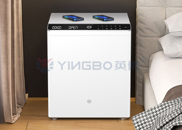 Steel Auto Open Night Table Smart Fingerprint Lock Safe Box For Home Security