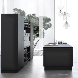 Buy cheap Black Matte Laminate Sheet Kitchen Cabinets Furniture Modular Kitchen Cabinets product