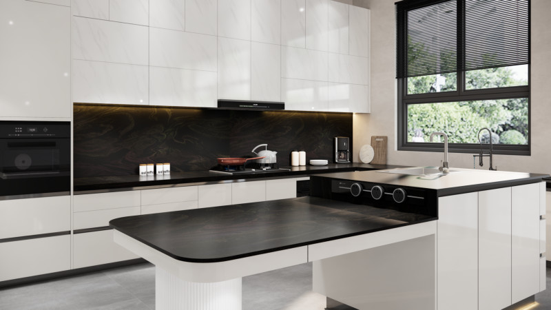 Versatile U Shaped Kitchen Cabinet Modern Black Kitchen Cabinet With Maximized Storage
