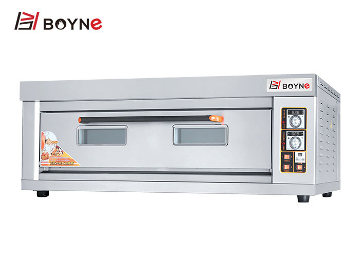Commercial Double Glass Door Bakery Deck Oven Stainless Steel 1 Deck 3 Trays Bread Oven