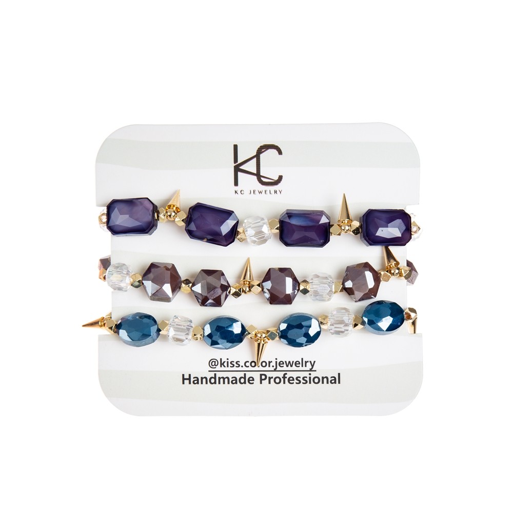 Jasper Crystal Elastic Beaded Bracelets Engraved Logo Handmade Bracelet With Beads