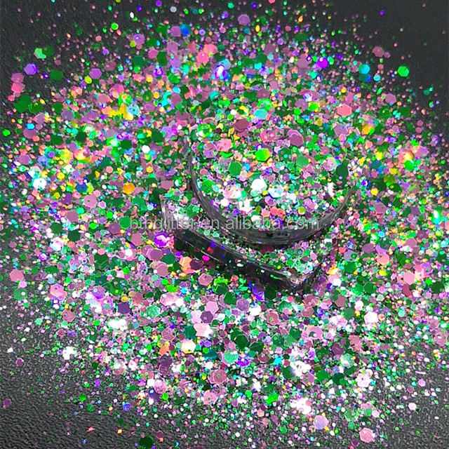 Excellent Nail Art Effect in Chunky Polyester Shifting Glitter for Mixed Chameleon Glitter