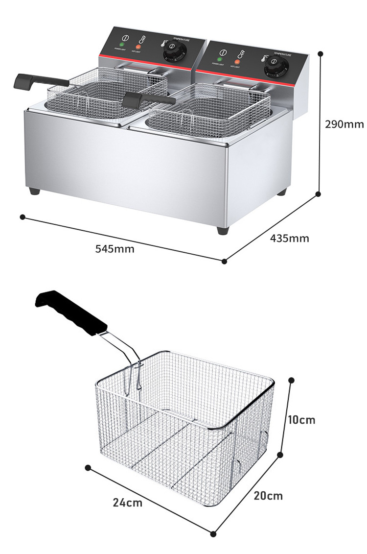8L 8L Double Tank Table Top Electric Deep Fryer Kitchen Equipment for Restaurants