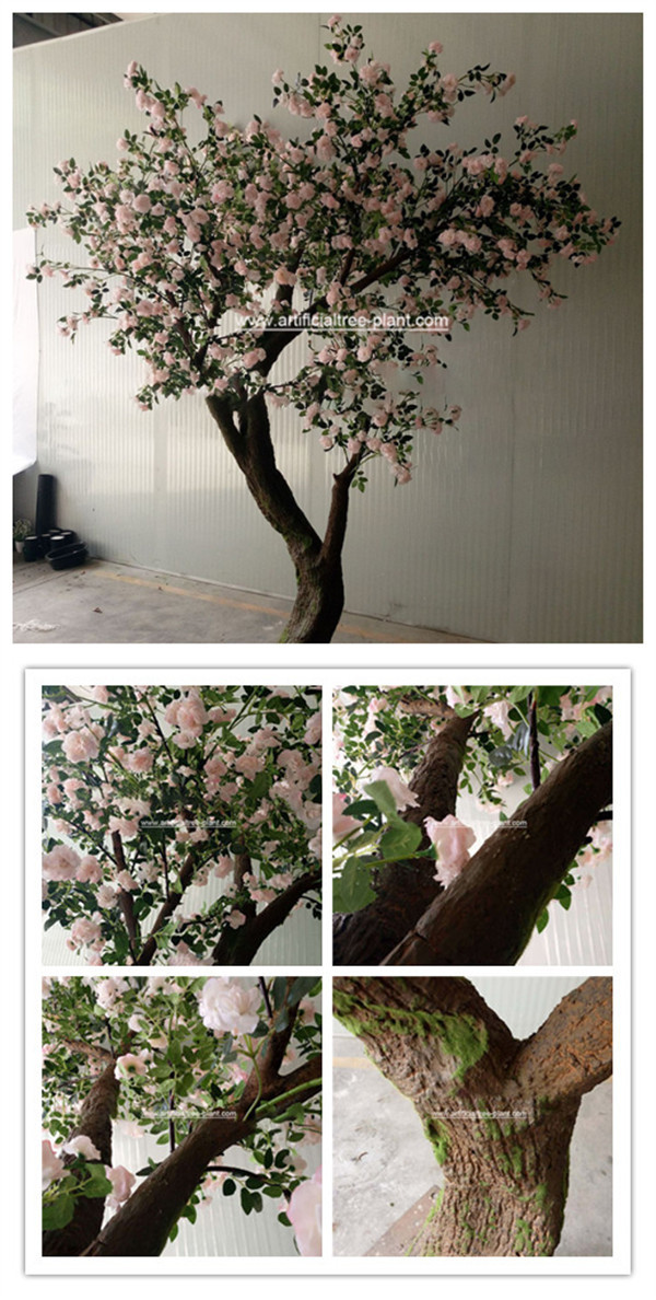 Pink Standard Rose Artificial Flower Tree 2m Height Environmental Protection