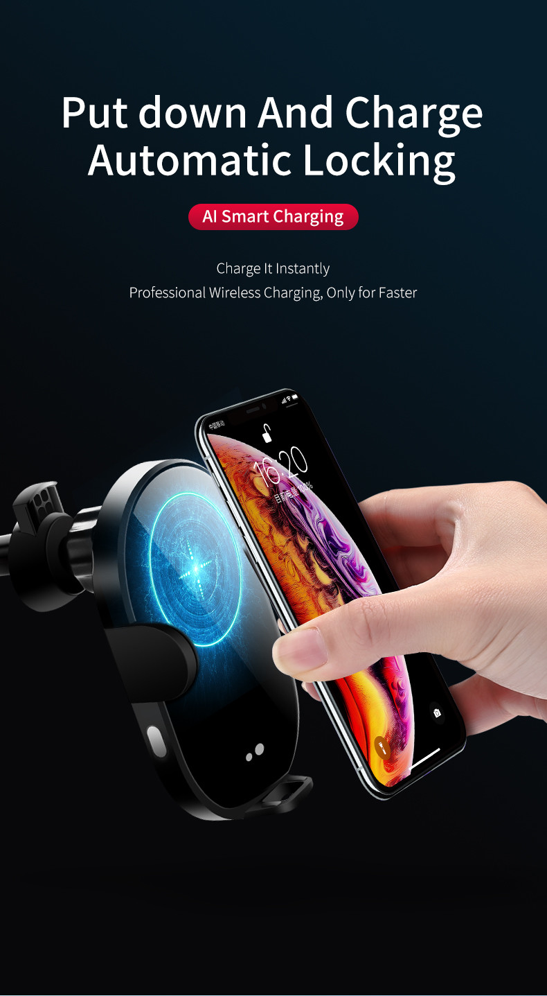 15W Wireless Car Charger Adapter Mobile Phone Holder Air Vent Mount Suction Qi Charge