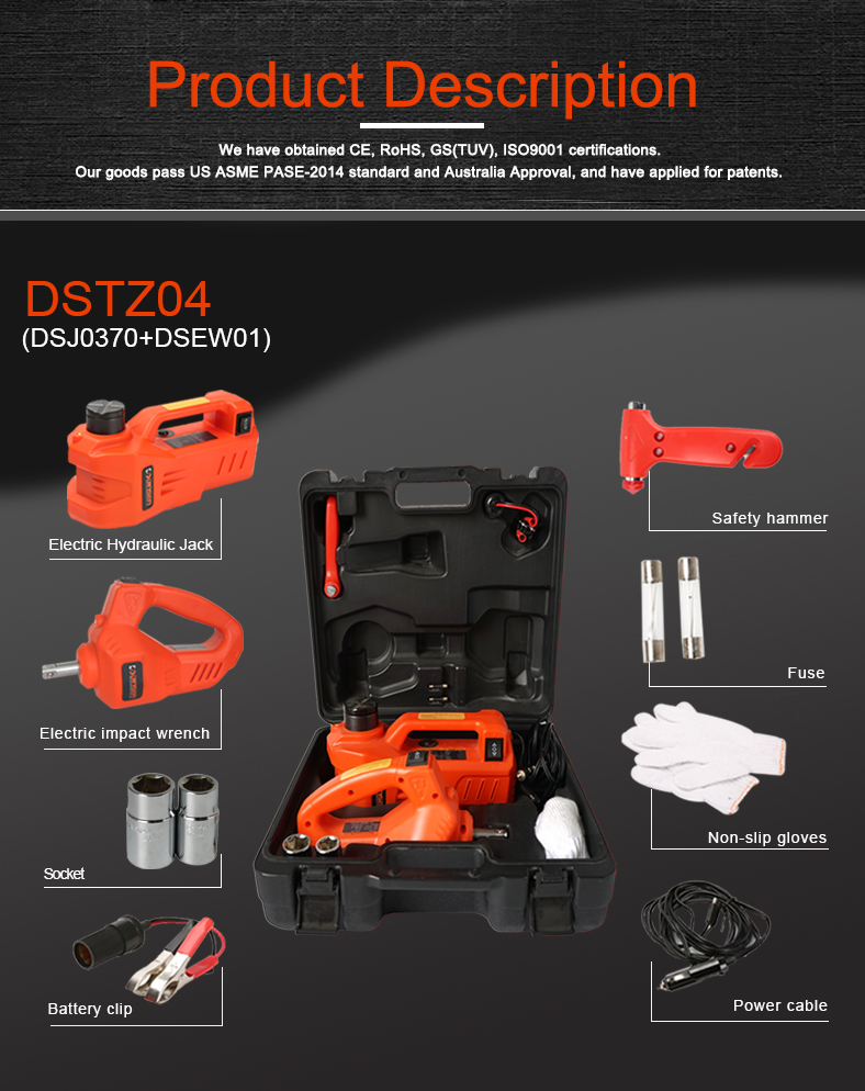 360mm / 450mm Electric Hydraulic Jack Kit 3 Ton Car Repair