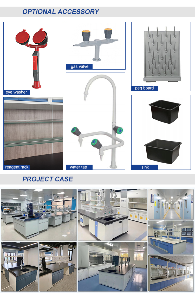 Steel Lab Island Bench Anti Corrosion Metal Laboratory Furniture ISO Standard