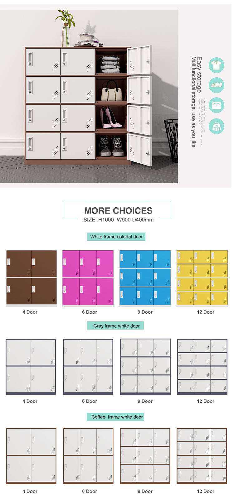 Wholesale multi-color metal furniture cabinet steel lockers for school dormitory office