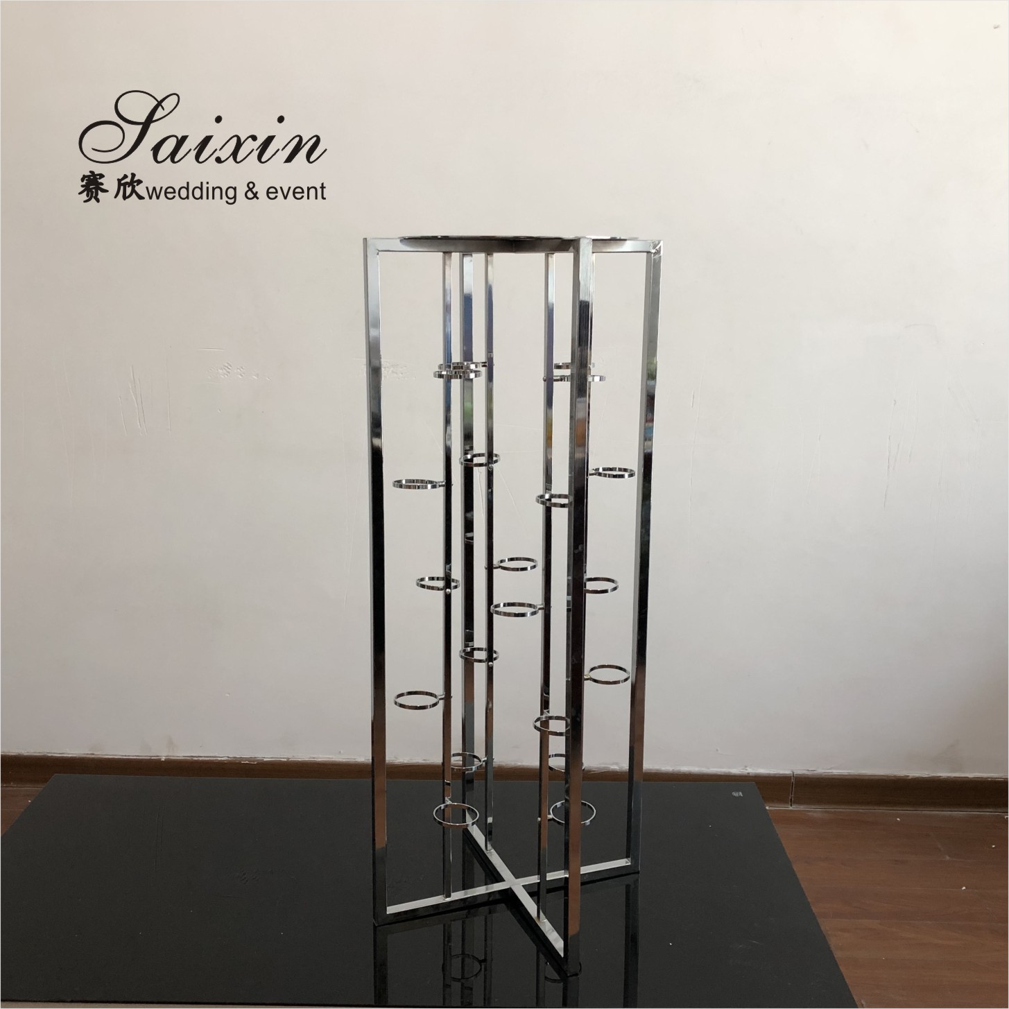 Hot Sale Metal Candlestick Holder Stand Silver Flower Stand Wedding Decoration Tall Metal Candle Stand
