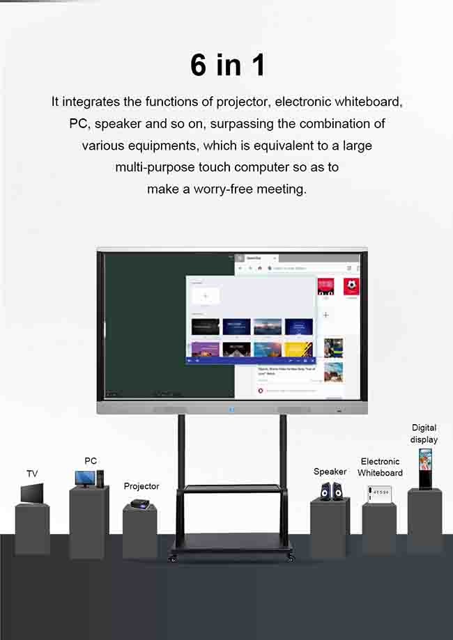 110in Smart Board 4K 3840*2160 Touch Screen Classroom Board Ultra HD