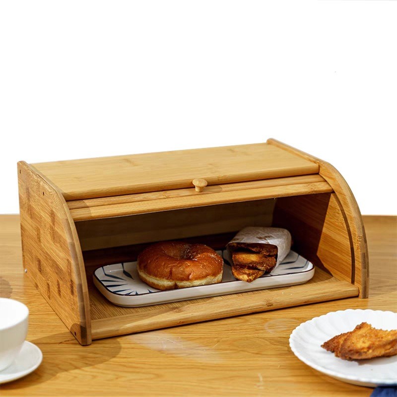 Yellow 3 Layer Bamboo Bread Box With Adjustable Shelf