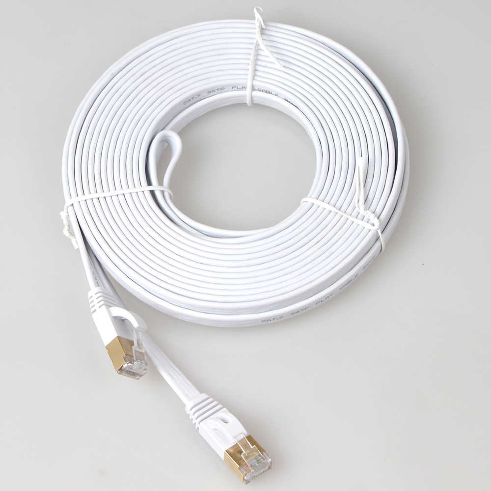 Flat Ethernet Cat7 Patch Cord SFTP Shielded Multipurpose White Color