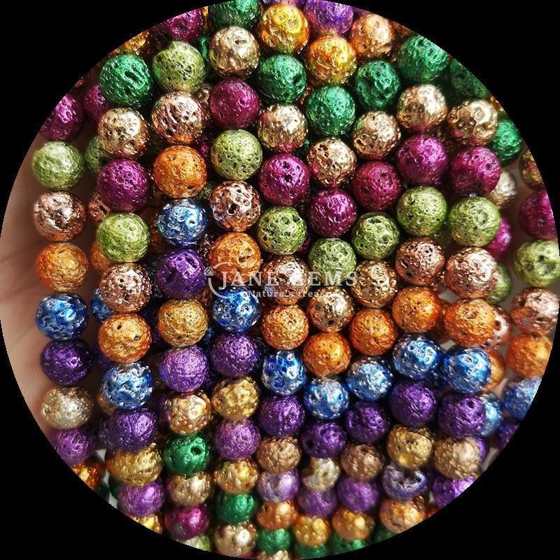 Round Shape Gemstone Beads Polished Various Colors Plated Lava Stone for Stunning Handcrafted Jewelry