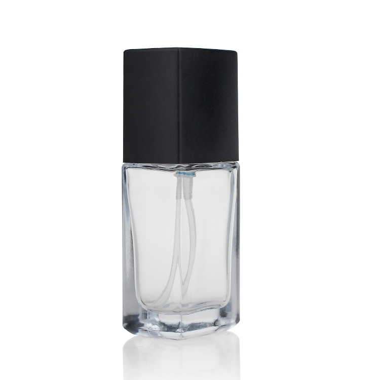 Clear Empty Square Glass Bottle For Liquid Foundation custom logo printing