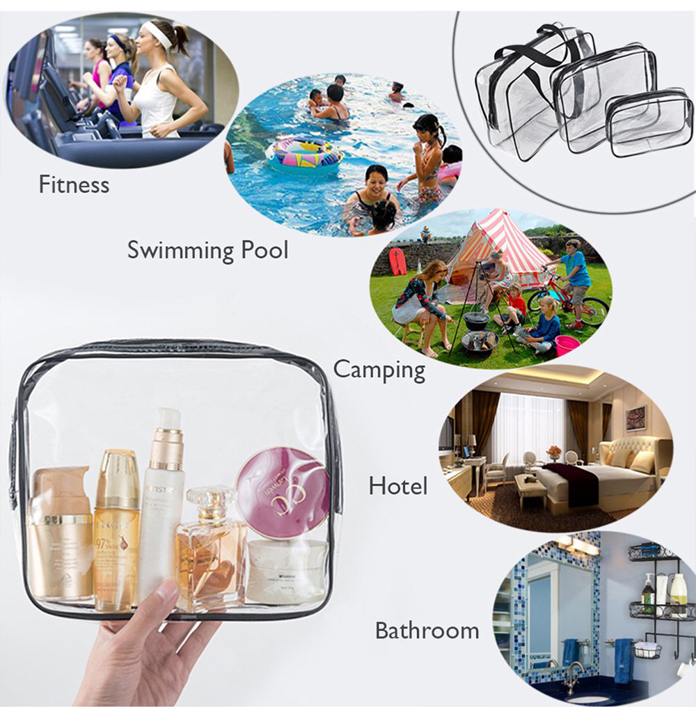 Waterproof Zippered 6 Pack Clear PVC Toiletry Bag With Handle