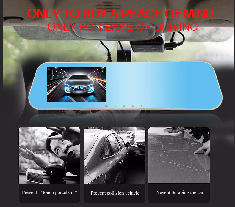 Night Vision Dual Lens 4.3inch Vehicle Dash Cam Front And Rear View