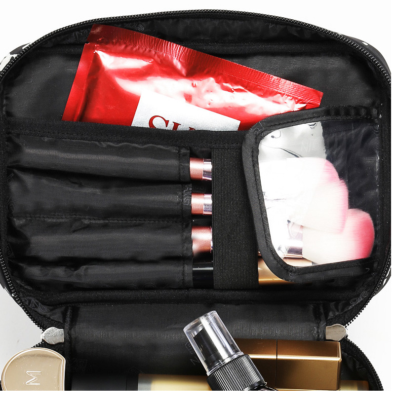 Large Capacity Zipper Nylon Travel Floral Makeup Cosmetic Bags