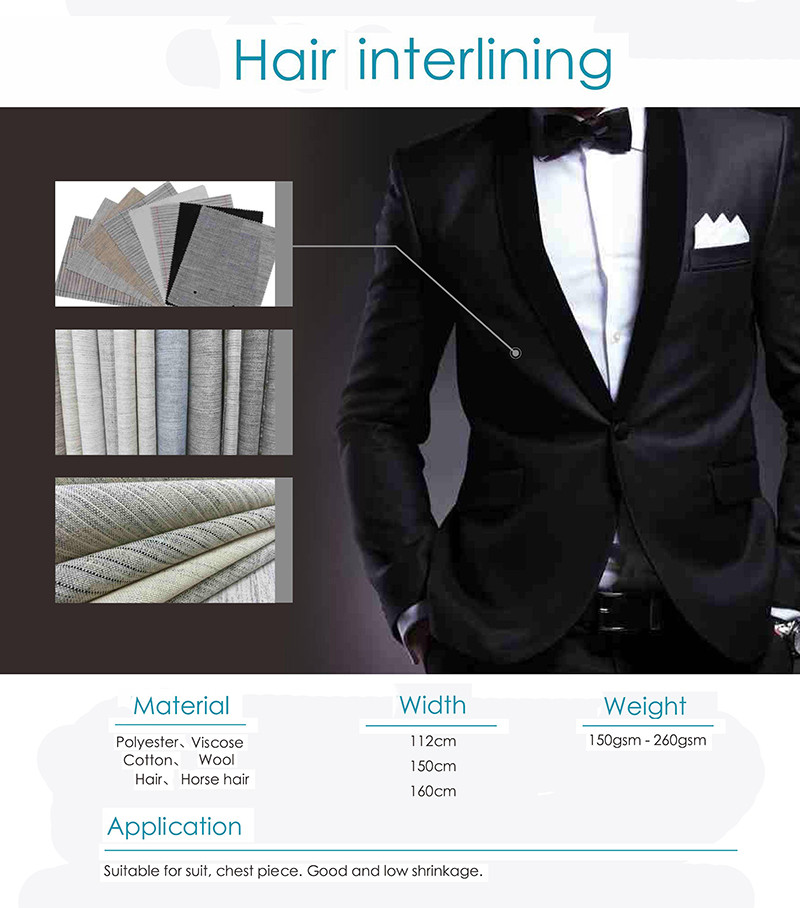 Good Elasticity Heavy Weight Horse Hair Interlining Fusible Interlining Canvas Fabric