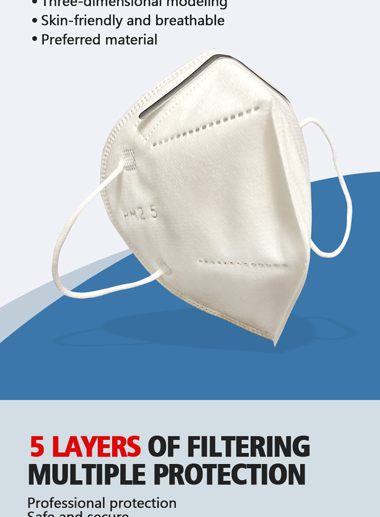 Disposable KN95 Face Mask for Personal Protection high filtration capacity