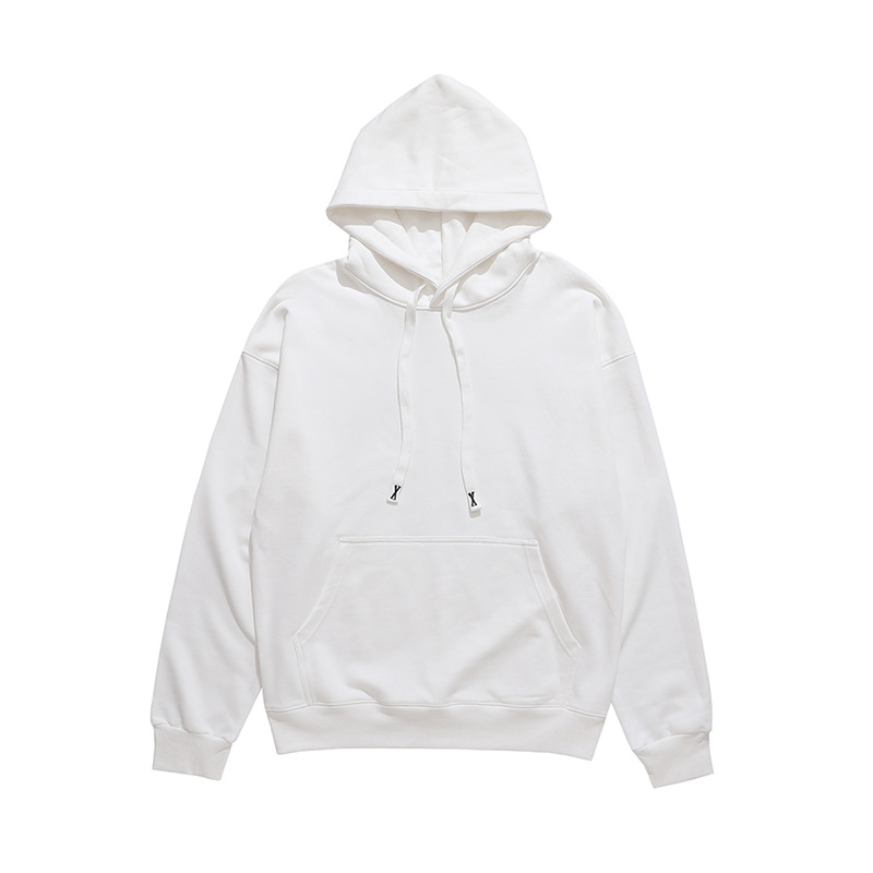 Autumn-Winter Men's Heavy Cotton Hoodie Breathable Pullover with Plain Dyed Technique