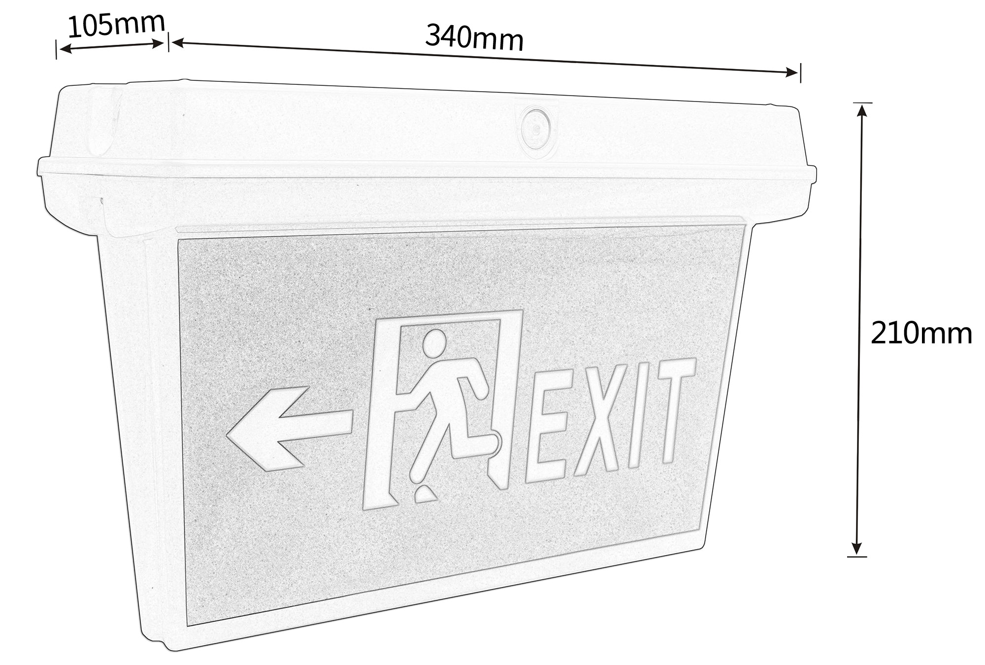 Outdoor Emergency LED Exit Light White 8W 6500K Battery Powered