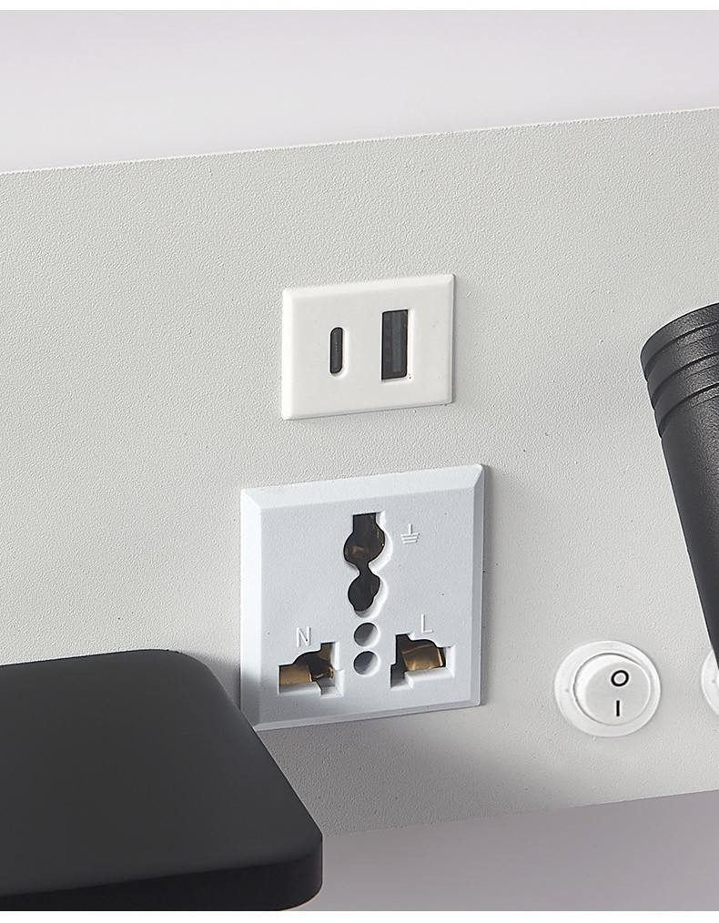 Multifunctional hotel villa apartment reading wall lamp USB Type-C wireless charger socket bedside light bedroom lamp