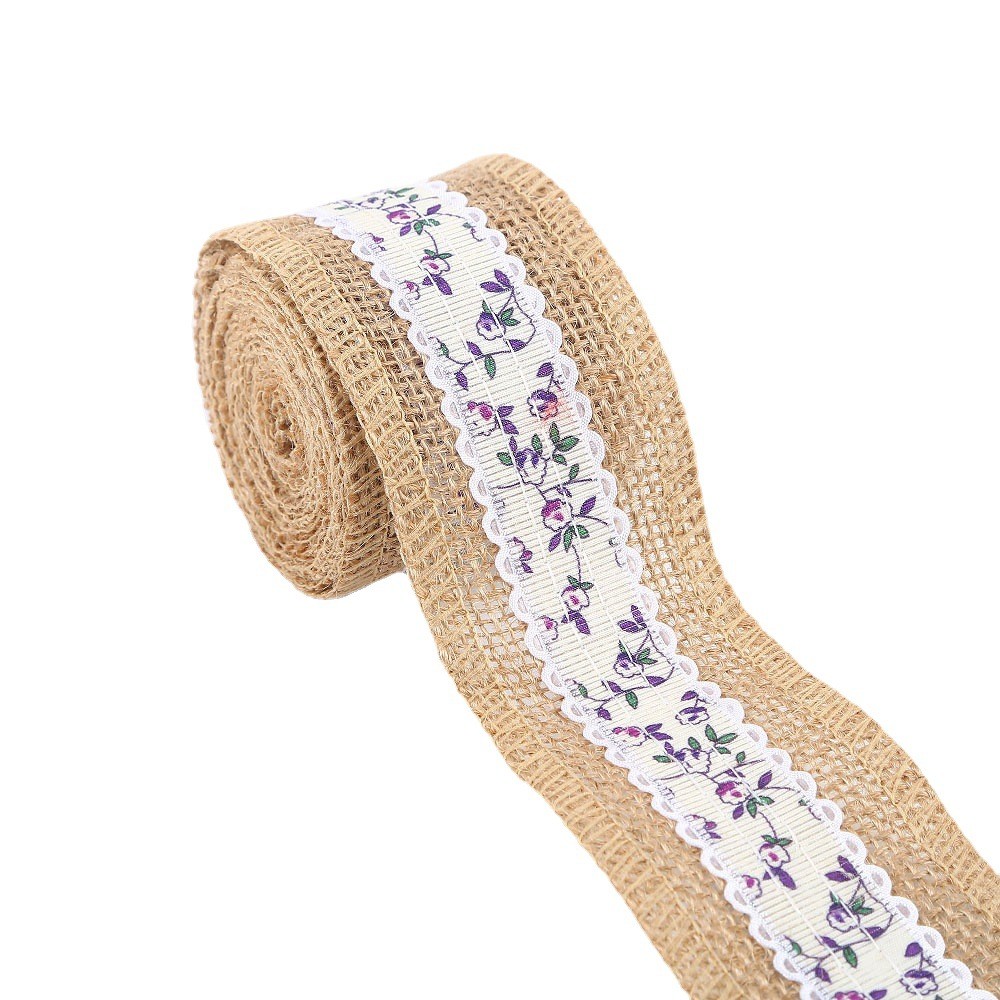 6.5cm Jute Burlap Ribbon Plain Satin Woven Edges 10 Yards Eco Friendly