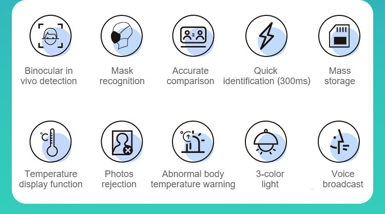 Yecon Face Recognition Temperature Device , 8" Android Body Temperature Detector Machine