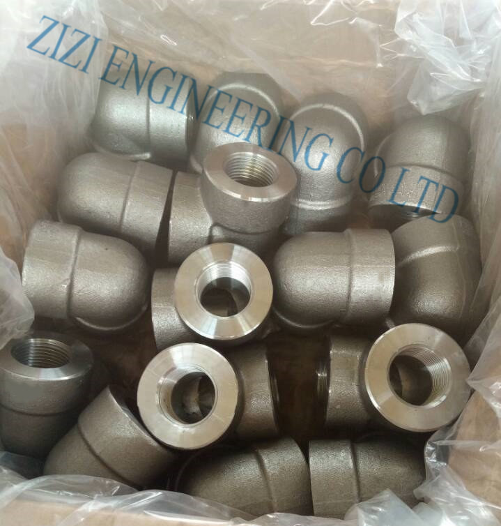 90 Degree Stainless Steel Pipe Fittings Elbow BSPT 4 " 6000 LB SS 316L ASME B16 11
