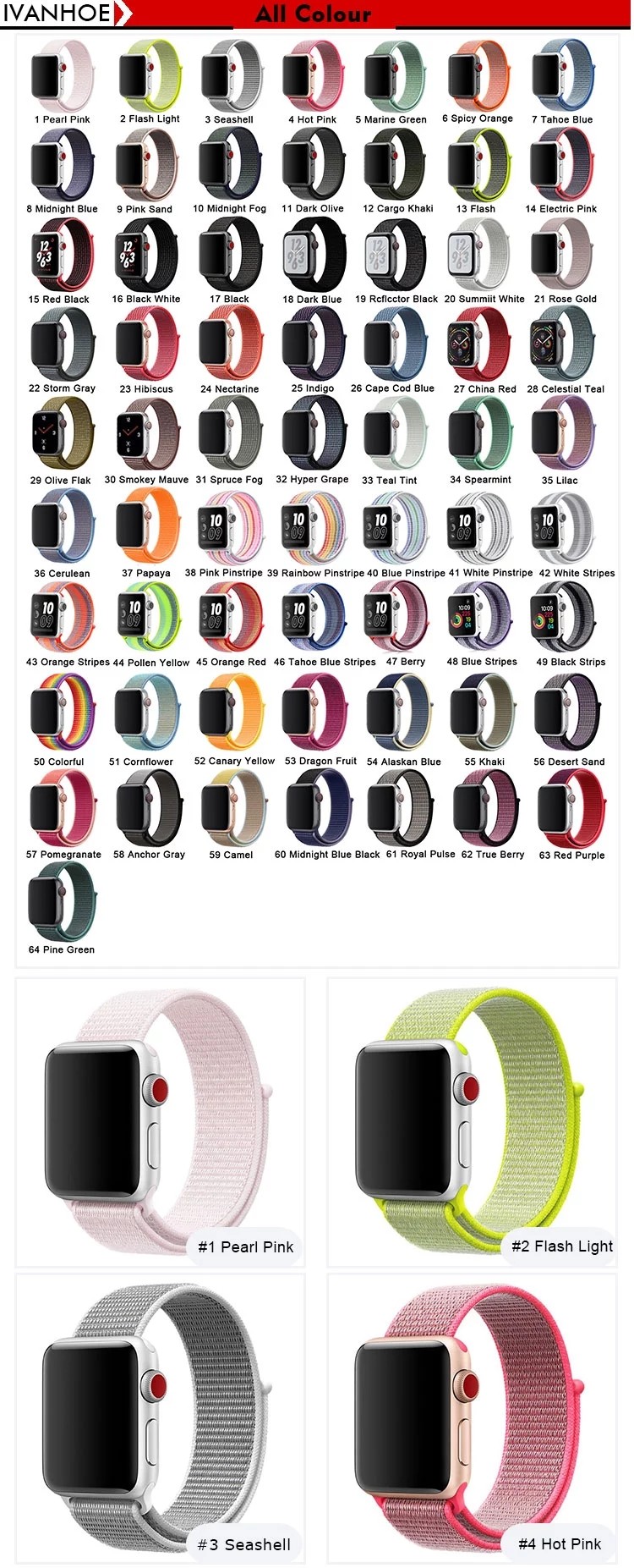 Nylon Smartwatch Band Strap Replacement For Iwatch Series 38mm / 42mm Length