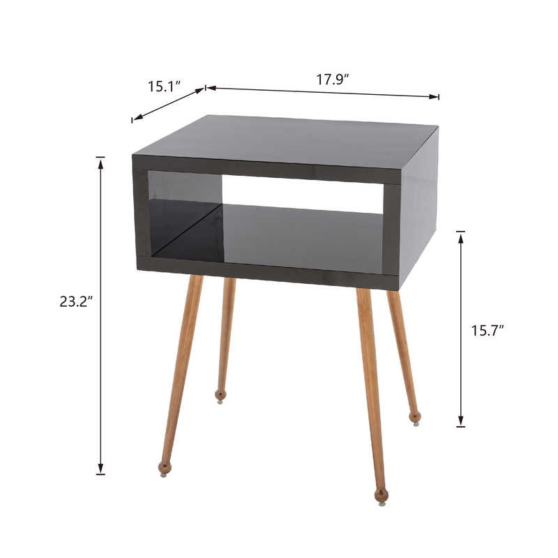 D15.16inch Bedroom Mirrored Side Tables / 10.8kgs Black Glass Bedside Tables