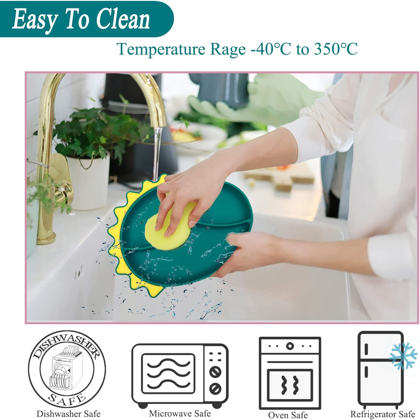 Tasteless Durable Silicone Dinnerware Set Bib And Bowl Multiscene