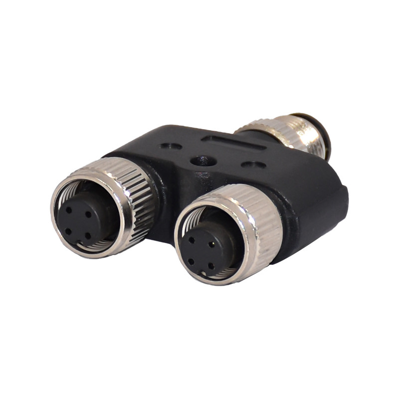 M12 Waterproof Connector A Coding 4pins 5pins Circular Female Y Type Assembly Connector