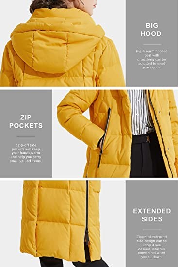 90% White Duck Down Hooded Puffer Thickened Down Jacket With 2 Pocket