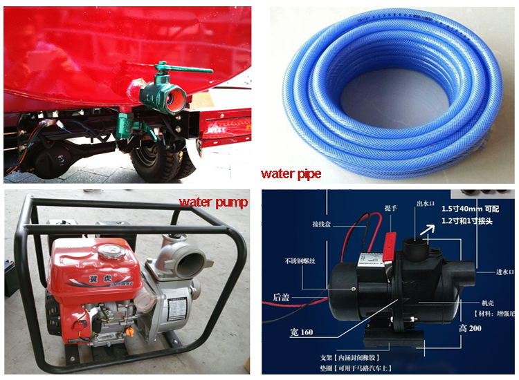 200cc/250cc/300cc Water Cooled Engine Blue Color 1600L Cargo Water Tank Tricycles