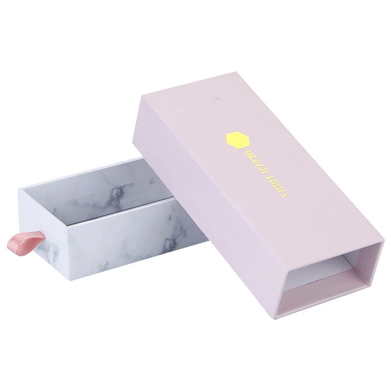 Drawer Jewelry Box Packaging Creative Paper Marble Printed Hot Gold Printing