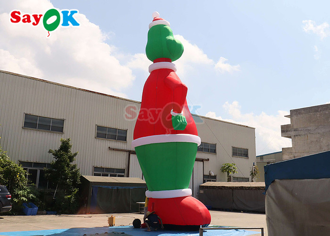 32.8FT Gemmy Christmas Airblown Inflatable Grinch With Santa Hat