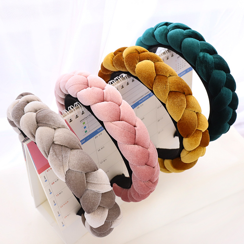 Winter fashion Plush braid headdress handmade flannel headband hair accessories