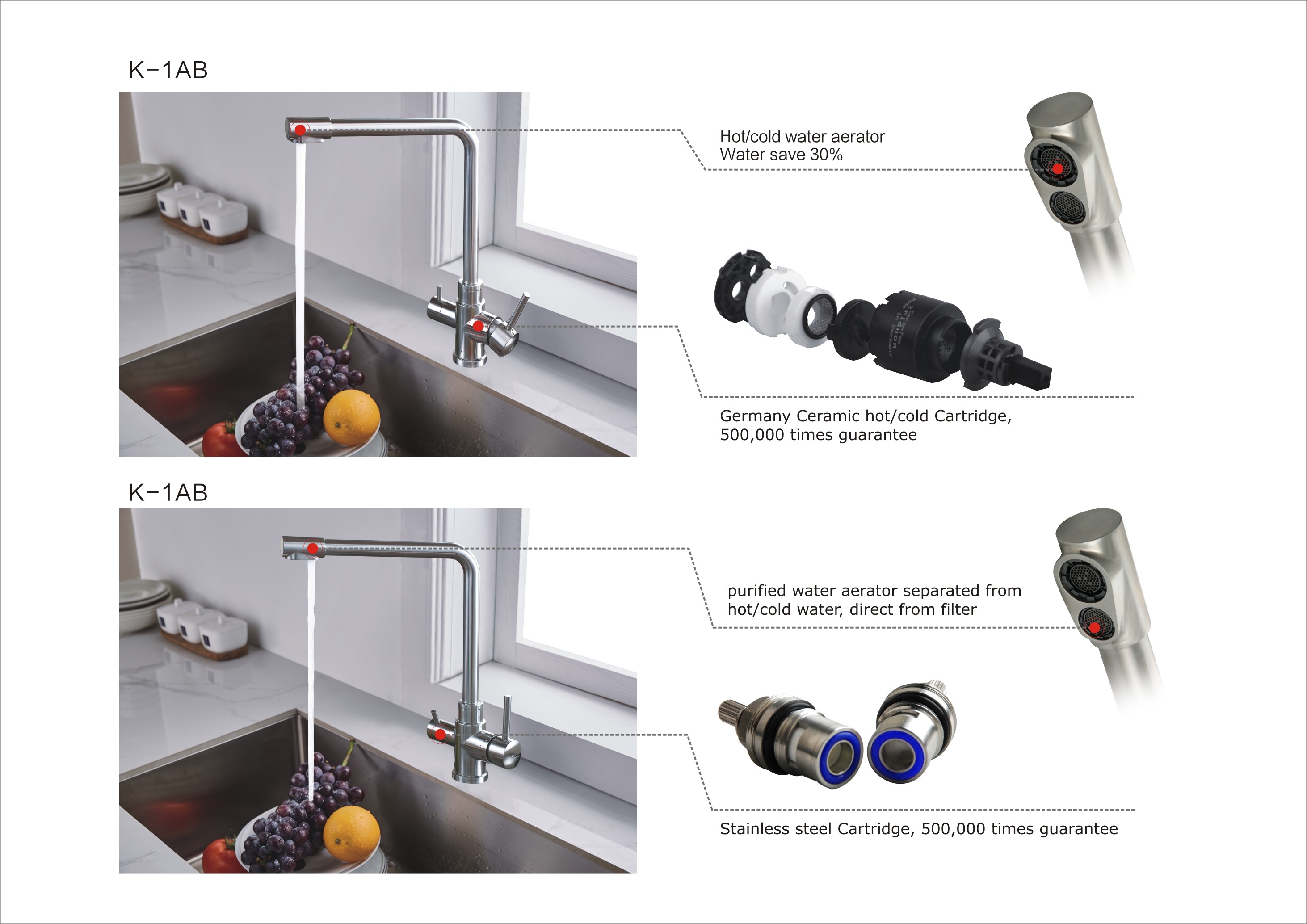 Hot Selling Fashionable Mixer Tap Stainless Steel 304/316 Kitchen Water Filter Faucet Black Color