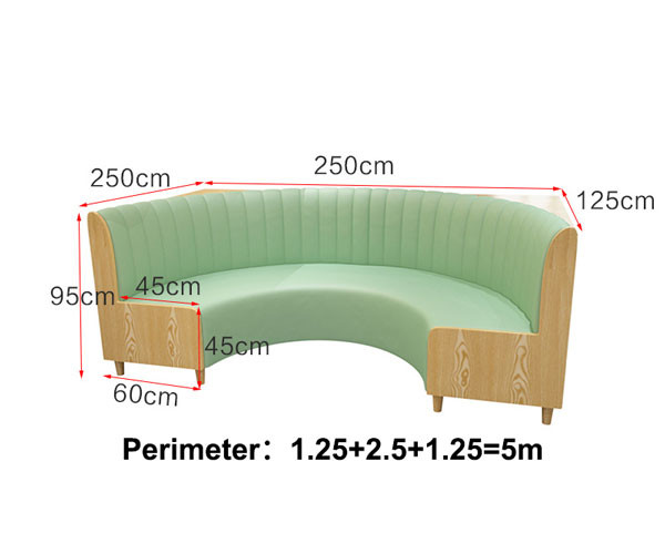 Curved Booth Seating For Dining Room Bench Sofa Leather Modern 65cm