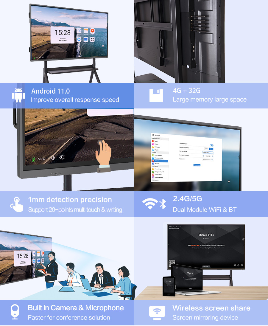 LED LCD Interactive Electronic Whiteboard Interactive Flat Panel 65 Inch