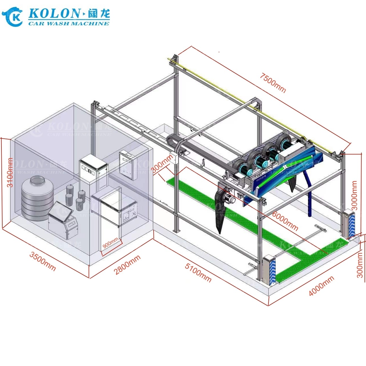 Automatic Touchless Contactless touch-free Car Wash Machine KL360 Premium 22kw Water Pump,33kw Air Dryer