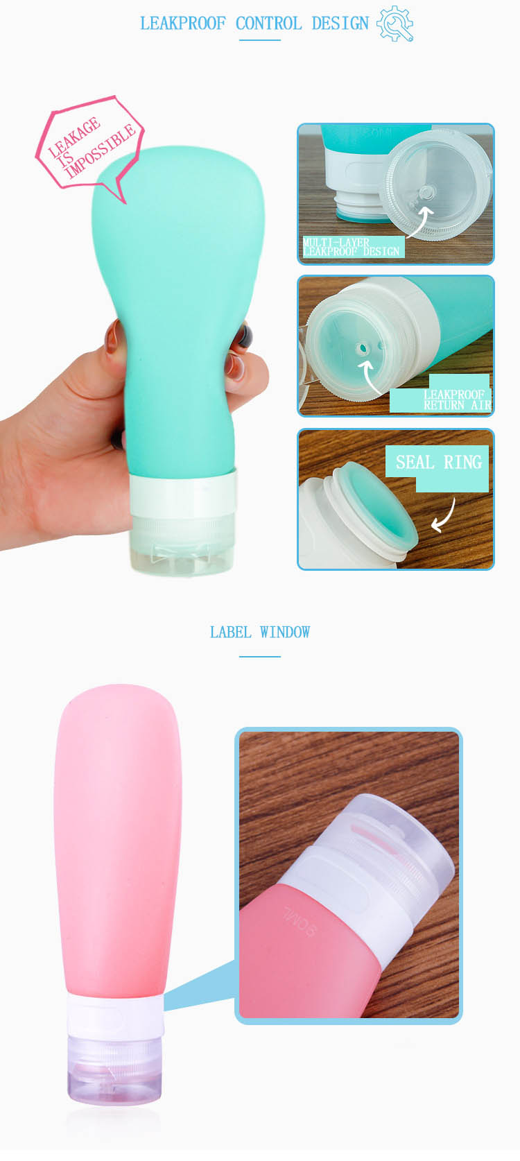 Multicolor 30ML Silicone Travel Shampoo And Conditioner Bottles
