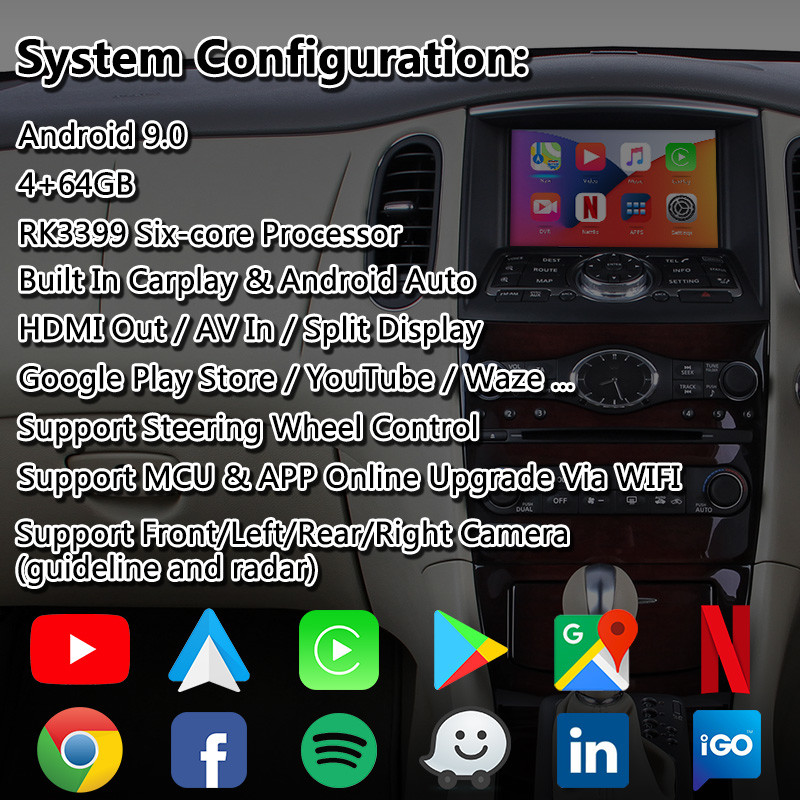 Lsailt Android Carplay Interface for Infiniti EX37 With GPS Navigation NetFlix Yandex