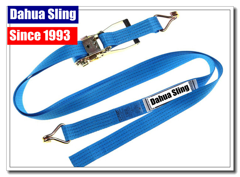 Orange Ratchet Tie Down Straps Cargo Lashing Belt With Buckle 25mm * 1T JD Hook