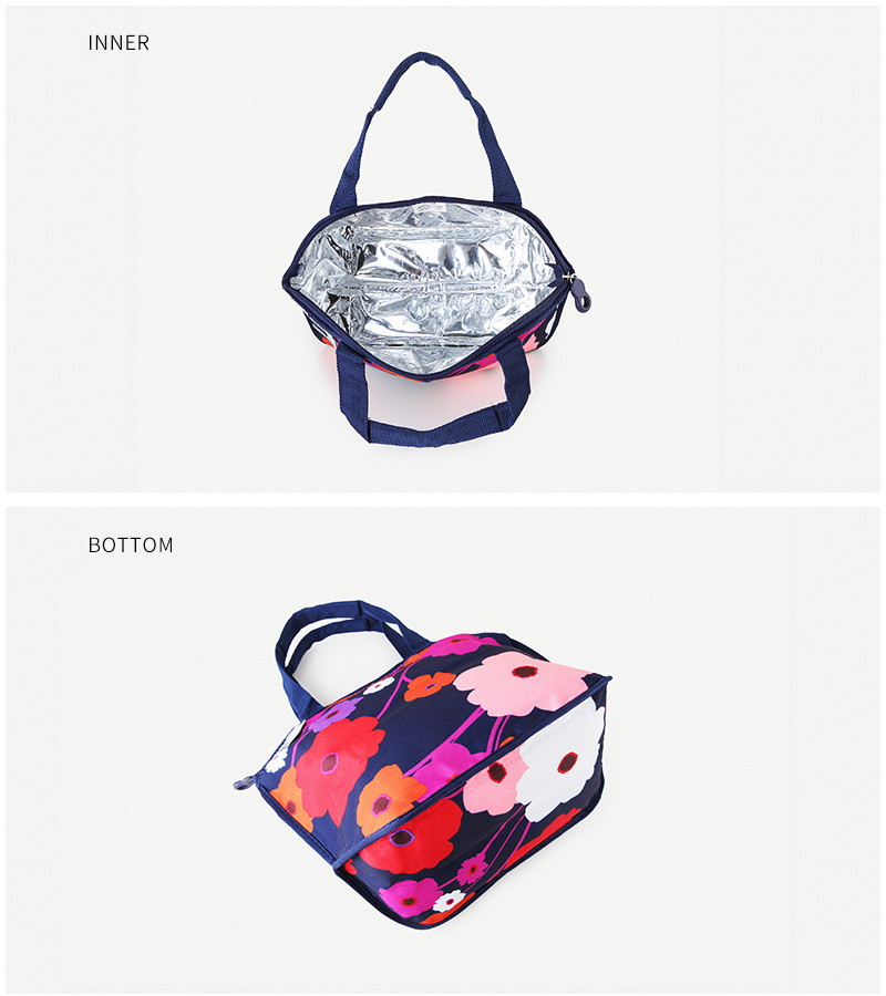 Large Capacity Flower Print Thermal Neoprene Lunch Tote