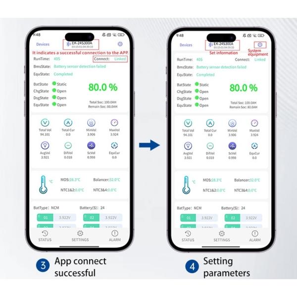 Battery Protection Board 16S-24S 200A 250A 300A BMS with 8A Active Balance BT/CAN/RS485 for Electric forklift Lifepo4 li-ion Battery