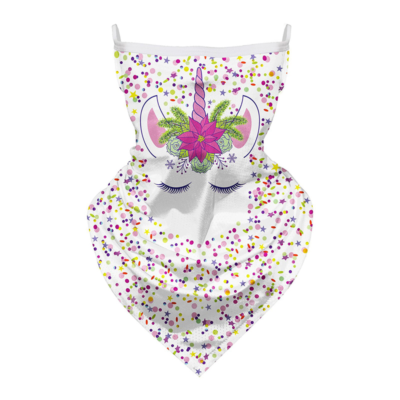 Children Cartoon Unicorn Breathable Head Scarf Bandanas With Ear Loops Sunproof