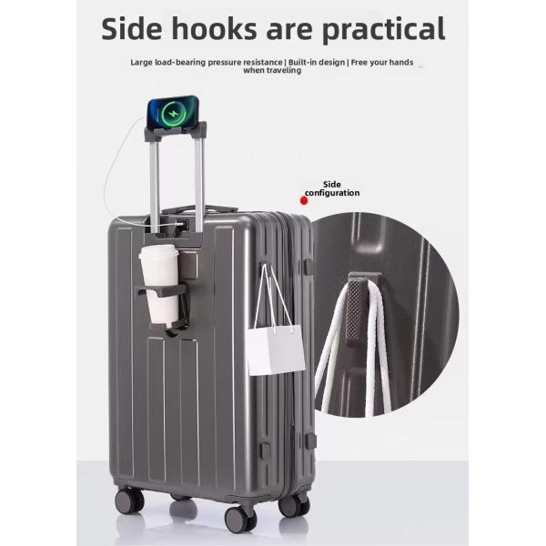 360° Spinner Wheels Front Opening USB Port Business Travel Bag Durable Luggage for Modern Simple Style Holiday Travel