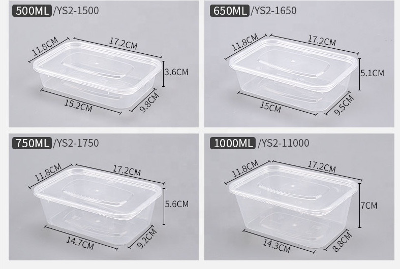 Stackable BPA Free Food Container Disposable Plastic Microwavable With Lid
